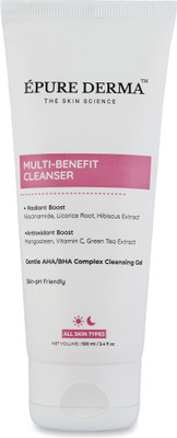 EPURE DERMA Multi-Benefit Cleanser | Gentle AHA/BHA Complex Cleansing Gel Face Wash(100 ml)