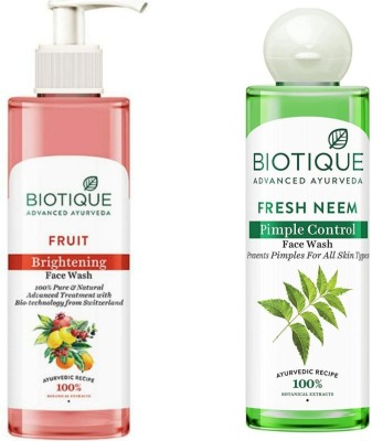 BIOTIQUE Fresh Neem & Fruit  200Ml ( Pack 0f 2) Face Wash(400 ml)