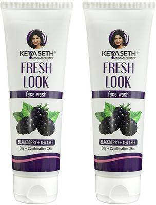 KEYA SETH AROMATHERAPY Fresh Look Blackberry & Tea tree  Deeply Cleanses Skin with Oil Controlling Properties for Oily Skin, 100ml (Pack of 2) Face Wash(200 ml)