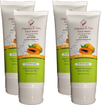 ME & EX Papaya D-Tan Facewash with Scrub (Pack of 4) Face Wash(400 ml)