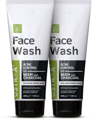 USTRAA  Acne Control - With Neem & Charcoal - 200 g x 2 | Oil Control Face Wash(400 g)
