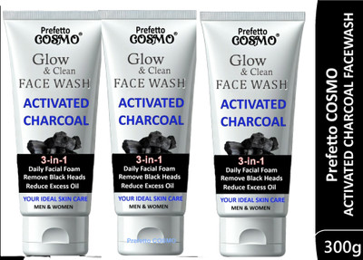 Prefetto COSMO Charcoal Clear Skin Pack of 3 Face Wash(300 g)