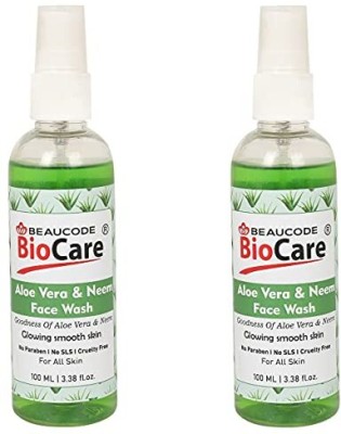 BEAUCODE BioCare Aloe Vera  | Goodness of Aloe Vera & Neem | Glowing Smooth Skin | (No Paraben | No SLS & Cruelty Free) For All Skin Face Wash(200 ml)