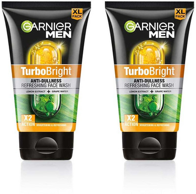 Garnier Men Turbo Bright Double Action,Anti Pollution with Charcoal and Vitamin C Face Wash(300 g)