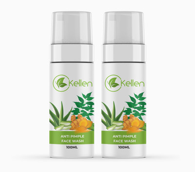 Kellen Anti Pimple for pimple free, glowing skin | With Neem, Aloe Vera and Turmeric  Face Wash(200 ml)