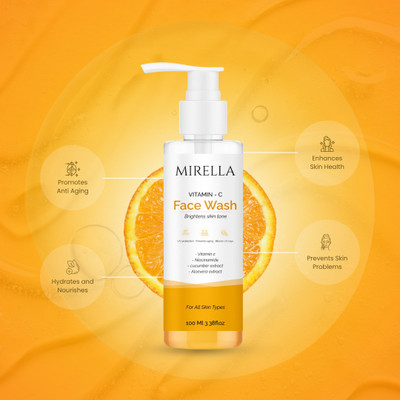 MIRELLA Vitamin-C Facewash Skin-Brightening & Deep Cleansing Daily Face Cleanser & Gentle Foam Face Wash(100 ml)