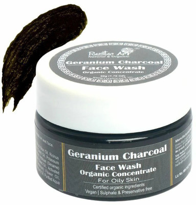 RUSTIC ART Organic Geranium Charcoal Concentrate|Anti Blackhead & Whiteheads Face Wash(50 g)