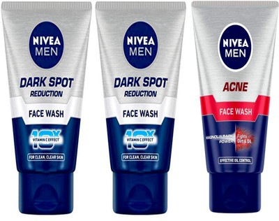 NIVEA 2pc Dark Spot 50gm & 1pc Acne 50gm Fw Set of 3 Face Wash(150 ml)