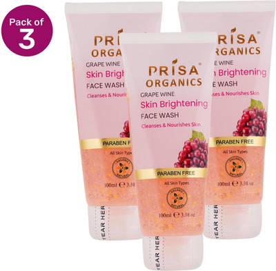 PRISA ORGANICS Grape Wine Skin Brightening & Nourishing I Removes Pigmentation & Dark Spots Face Wash(300 ml)