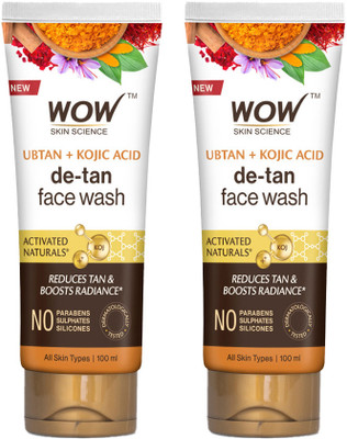 WOW SKIN SCIENCE Ubtan with Chickpea Flour, Turmeric, Saffron, Almond Extract, Rose Water & Sandalwood Oil - No Sulphate, Parabens, Silicones & Color - Pack of 2 - Net Vol 200mL Face Wash(200 ml)