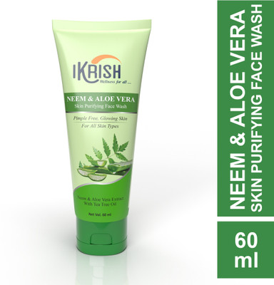 IKRISH Neem & Aloe Vera Skin purifying face wash with Goodness of Neem & Aloevera Extract, Paraben-Free Face Wash(60 g)