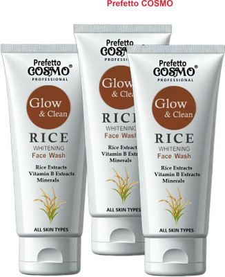 Prefetto COSMO Pack of 3 for Pore Cleanse & Smooth Skin Rice Face Wash(100 g)