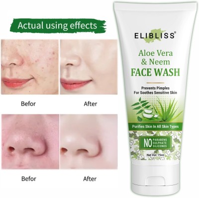 ELIBLISS Anti-Acne and Anti Pimple Neem Aloe Vera Gel  All Skin Type Face Wash(75 ml)