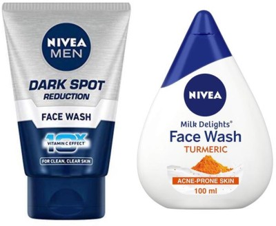 NIVEA DARK SPOT FACE WASH 100 ML, MILK DELIGHT TURMERIC FACE WASH 100 ML Face Wash(200 g)