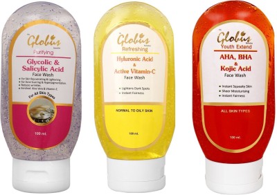 Globus Oily Skin  Combo Pack (Glycolic Acid,Vitamin C & AHA, BHA) Face Wash(300 ml)