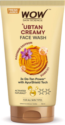 WOW SKIN SCIENCE Ubtan Creamy | Kashmiri Saffron + Licorice | Brightening Formula | Gentle Cleanser without harsh beads | Face Wash(150 ml)