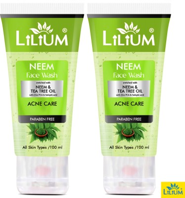 LILIUM Pack of 2 Acne Care | Enriched with Neem & Tea Tree Oil Face Wash(100 ml)