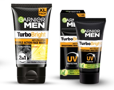 Garnier Men John's Skincare Essentials|Turbo Bright Facewash,150g+PowerWhite Moisturiser,40g Face Wash(190 g)