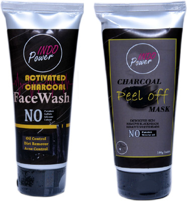 INDOPOWER ZhH 192-ACTIVATED CHARCOAL FACEWASH 100g. + CHARCOAL PEEL OFF MASK 100g.(2 Items in the set)
