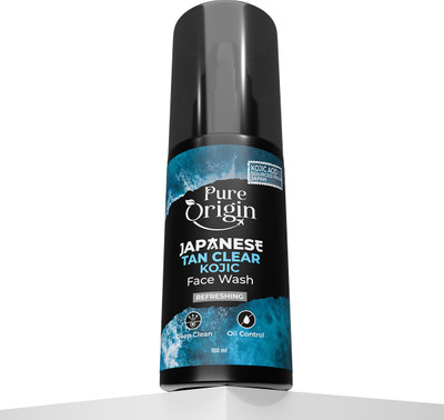 Pure Origin Men's Japanese Tan Clear Kojic | Brightening | Fights Oily Skin & Dullness | All Skin Types | Face Wash(100 ml)