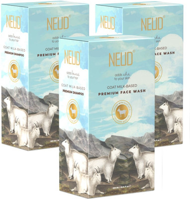 NEUD Goat Milk Premium  for Men & Women - 3 Packs (300ml Each) Face Wash(900 ml)