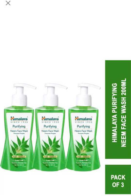 Himalaya Herbals NEEM | PREVENTS PIMPLE | TURMERIC  200 ML PACK 3 Face Wash(600 ml)