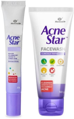 acnestar @cnestar Facewash with acne cream for men women For Glowing Skin Pack of 2 Face Wash(75 g)
