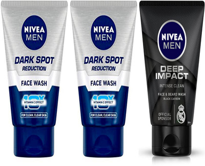 NIVEA 2pc Dark Spot 50gm & 1pc Deep Impact 50gm Fw Set of 3 Face Wash(150 ml)