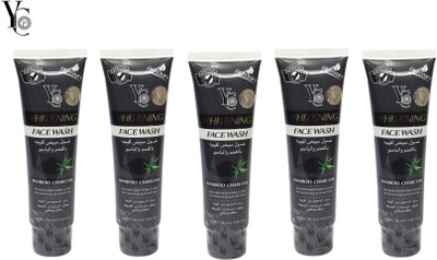 YC Natural Whitening Bamboo Charcoal wash for Deep Pore Cleansing (Pack of 5) 100mlx5 Face Wash(500 ml)