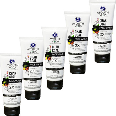 NG MART VEDA CHARCOAL FACEWASH FOR REDUCE DARK SPOTS & IMPURITIES PACK OF - 5 Face Wash(500 ml)