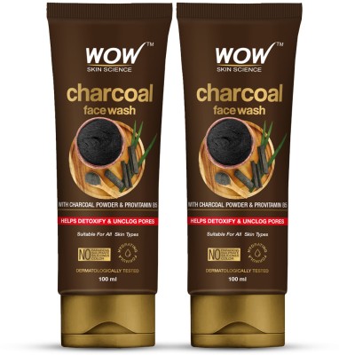 WOW SKIN SCIENCE Charcoal  | Detoxifies Skin | Unclogs Pores | Lifts of Pollutants & Dirt Face Wash(200 ml)