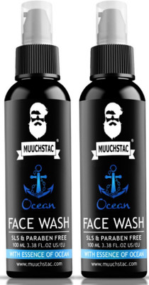 MUUCHSTAC Muuchstac Ocean Fights Acne & Pimple, Skin Whitening & Brightening, (Pack of 2) Men All Skin Types Face Wash(200 ml)