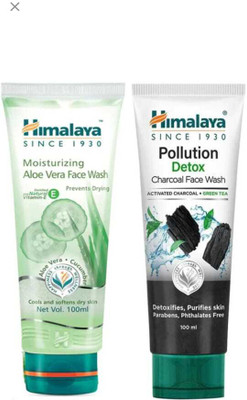 Himalaya Herbals MOISTURIZING ALOE VERA FACE WASH 100ml DEEP CHARCOL FACE WASH 100ML PACK OF 2 Face Wash(200 ml)