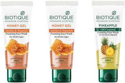 BIOTIQUE Honey Gel  50 ml (Pack of 2), Pineapple  50 ml (Pack of 1). Face Wash(150 ml)