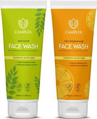 CAMISTA Anti Acne With Neem & Aloe Vera Extract + Skin Brightening With Orange Peel & Mulberry Extract Face Wash(200 ml)