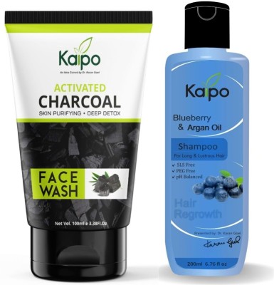 KEVA Activated Charcoal  for Skin Purifing & Blueberry & Argan Oil Shampoo for Hair Growth ( 100ML Facewash + 200ML Shampoo ) Shampoo And Face Wash(300 g)