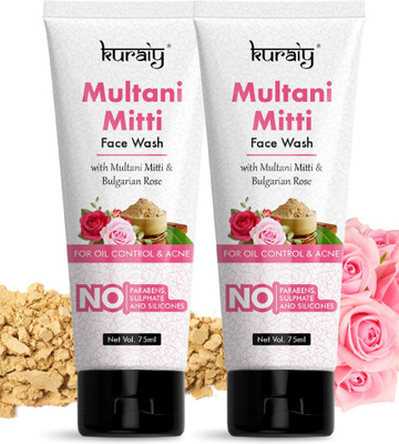 kuraiy Multani Mitti Enriched With Turmeric & Saffron, For Pimple Control  (75 ml) Face Wash(150 ml)