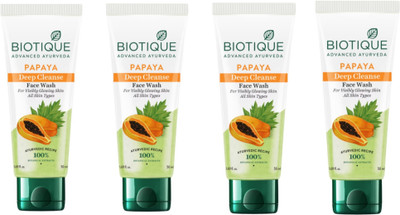 BIOTIQUE Papaya Deep Cleanse  50 ML (Pack Of 4) Face Wash(200 ml)