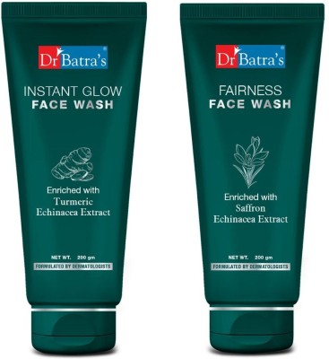 Dr Batra's Instant Glow  200 gm and Fairness  200 gm (Pack of 2 For Men and Women) Face Wash(400 ml)