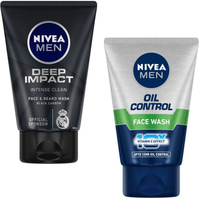 NIVEA Deep Impact Oil control M face wash 2pc Face Wash(200 g)