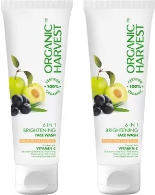 Organic Harvest 6 in 1 Oil Control Cleansing Lighting & Brightening Sulphate Free  Pack of 2 Face Wash(200 g)