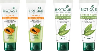 BIOTIQUE  50 ML - Papaya Qty-2 & Morning Nectar Qty-2 Face Wash(200 ml)