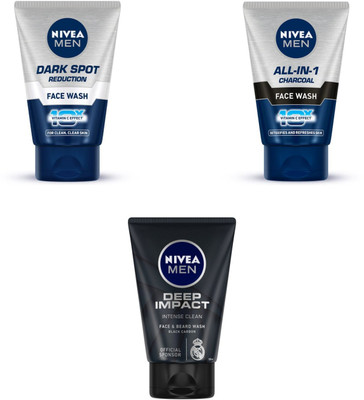 NIVEA Dark Spot R eduction All In One & Deep Impact Fw 50ml Set of 3 Face Wash(150 ml)