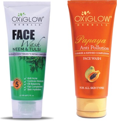 oxy glow herbals Neem Tulsi  100 gm & Papaya  100 Gm (Combo Pack) Face Wash(200 g)