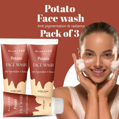 GLAMVEDA Potato Anti Pigmentation SLS & Paraben Free ( Pack Of 3 ) Face Wash(300 ml)