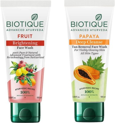 BIOTIQUE Fruit  100ml, Papaya  100ml. Face Wash(200 ml)