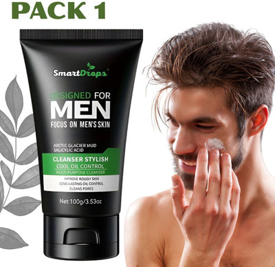 smartdrops Man Facewash For Face Whitening & Deep Cleansing For Brighter Glow All Skin Types  Face Wash(100 g)