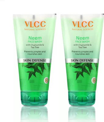 VLCC Neem  Buy One Get One - Fights Acne, and Pimples with Neem, Chamomile, Tea Tree Eucalyptus & Carrot seed 2x150ml Pack Of 2 Face Wash(300 ml)