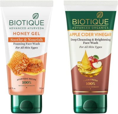 BIOTIQUE Honey Gel  150 ML & Apple Cider Vinegar  150 ML Face Wash(300 ml)