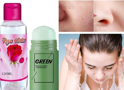 GFSU - GO FOR SOMETHING UNIQUE Green Tea Cleansing Mask Stick for Face | For Blackheads,, Oil Control & Anti-Acne Purifying Solid Clay Mud stick(2 Items in the set)